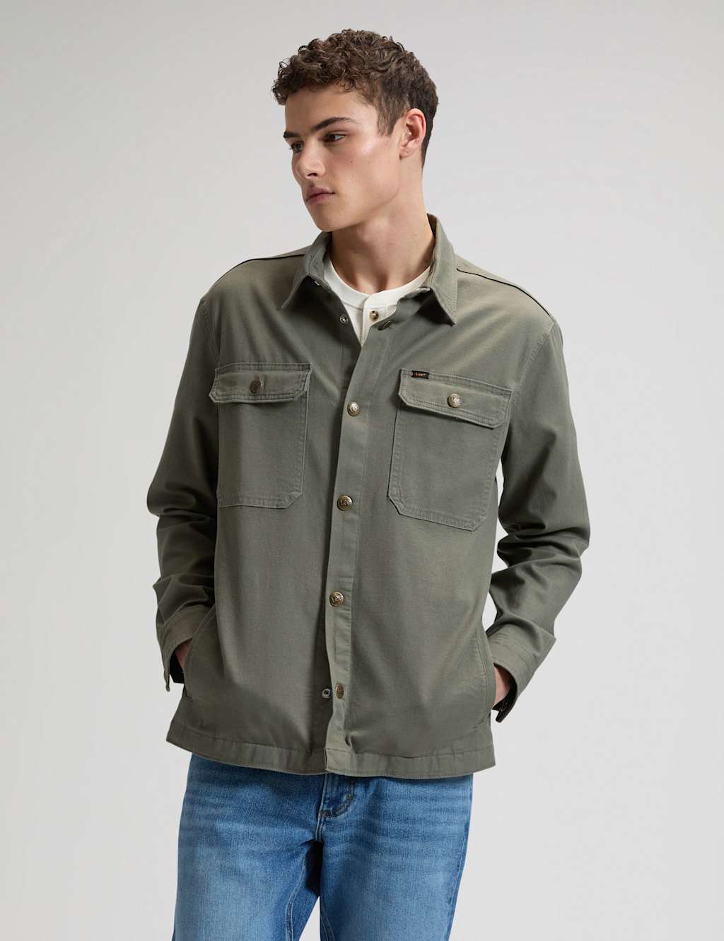 Lee Men's Regular Fit Cotton Rich Overshirt - M - Green - Available at M&S