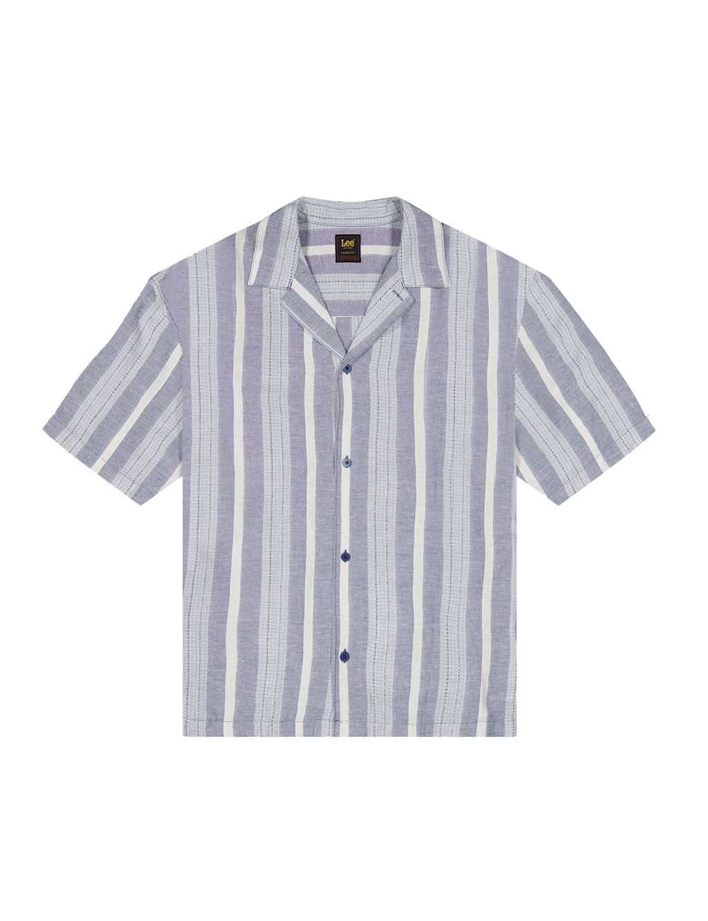 Men's Linen Blend Striped Short Sleeve Shirt - M - Blue Mix - Available at M&S