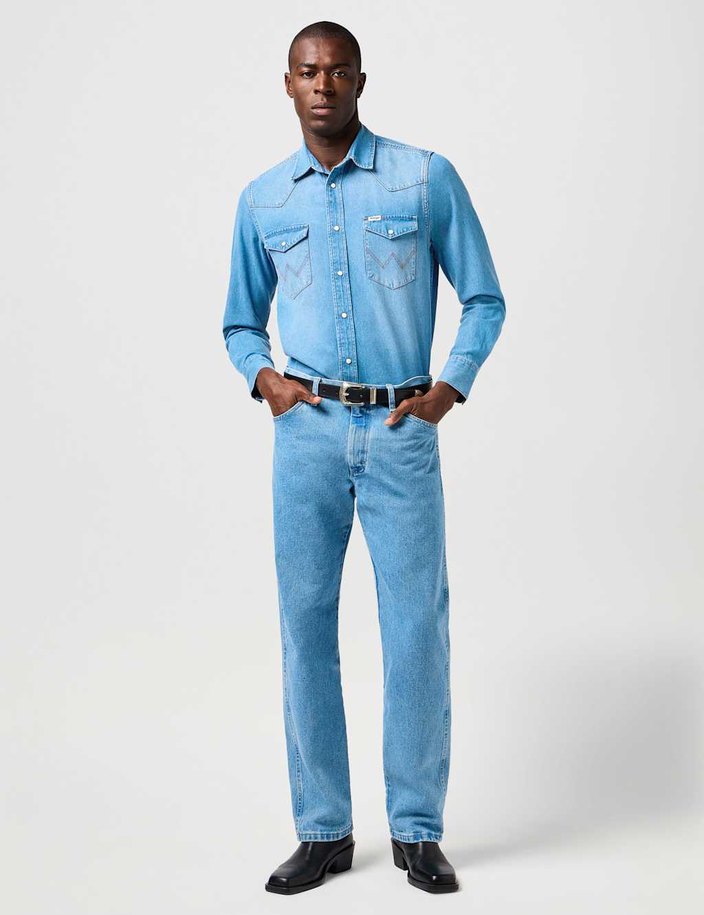 Wrangler Denim Western Shirt Blue Denim