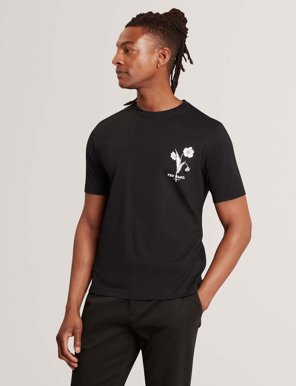 Ted Baker Men's Pure Cotton Floral Graphic T-Shirt - S - Black - Available at M&S