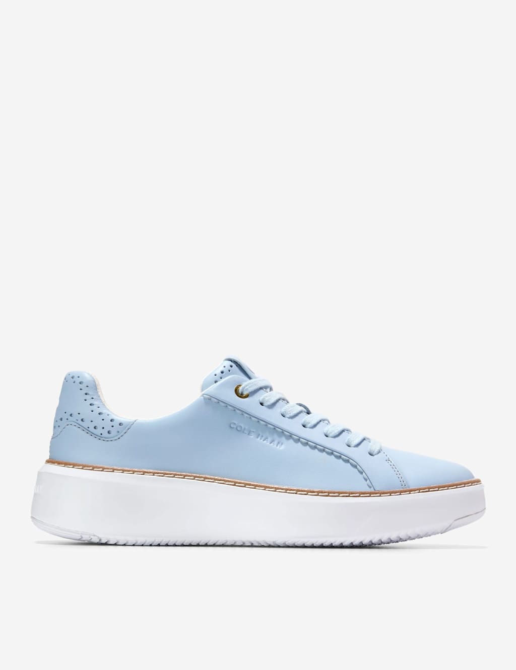 Cole Haan GrandPr Topspin Leather Lace-Up Trainers Light Blue
