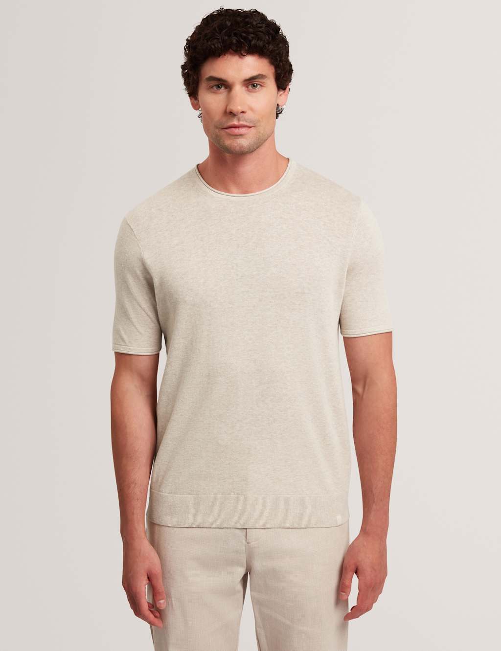 Ted Baker Men's Linen Cotton Blend T-Shirt - L - Taupe - Available at M&S