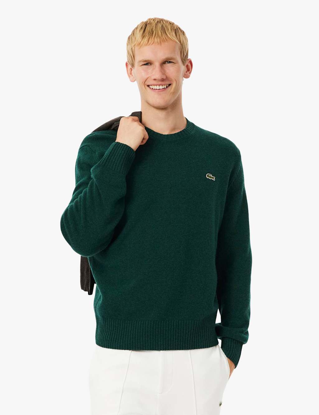 Lacoste Pure Wool Crew Neck Jumper Dark Green