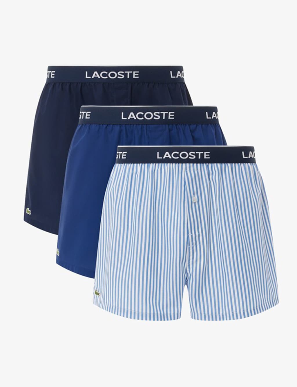 Lacoste 3pk Pure Cotton Assorted Boxers Blue Mix