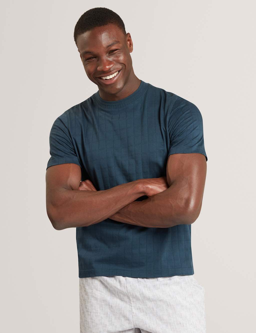 Ted Baker Men's Pure Cotton Jacquard T-Shirt - S - Navy - Available at M&S