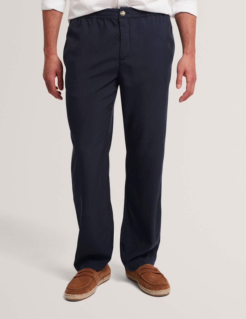 Ted Baker Men's Tapered Fit Elasticated Waist Trousers - 32 - Navy - Available at M&S