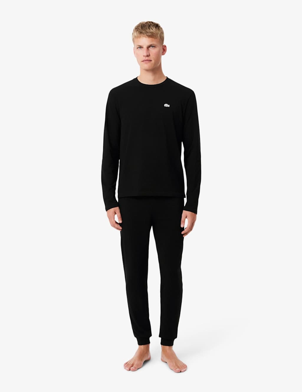 Lacoste Cotton Rich Cuffed Pyjama Set Black