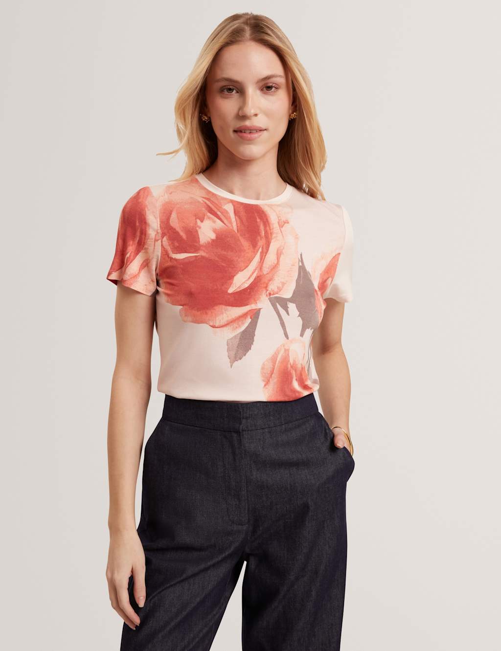 Ted Baker Women's Floral T-Shirt - 8 - Coral - Available at M&S