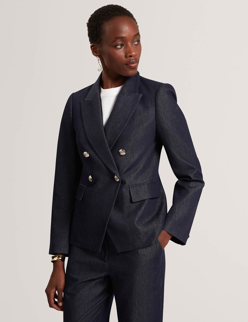 Ted Baker Women's Denim Tailored Blazer - 12 - Dark Blue - Available at M&S