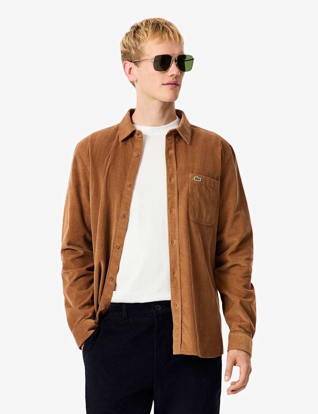 Lacoste Regular Fit Corduroy Shirt Brown