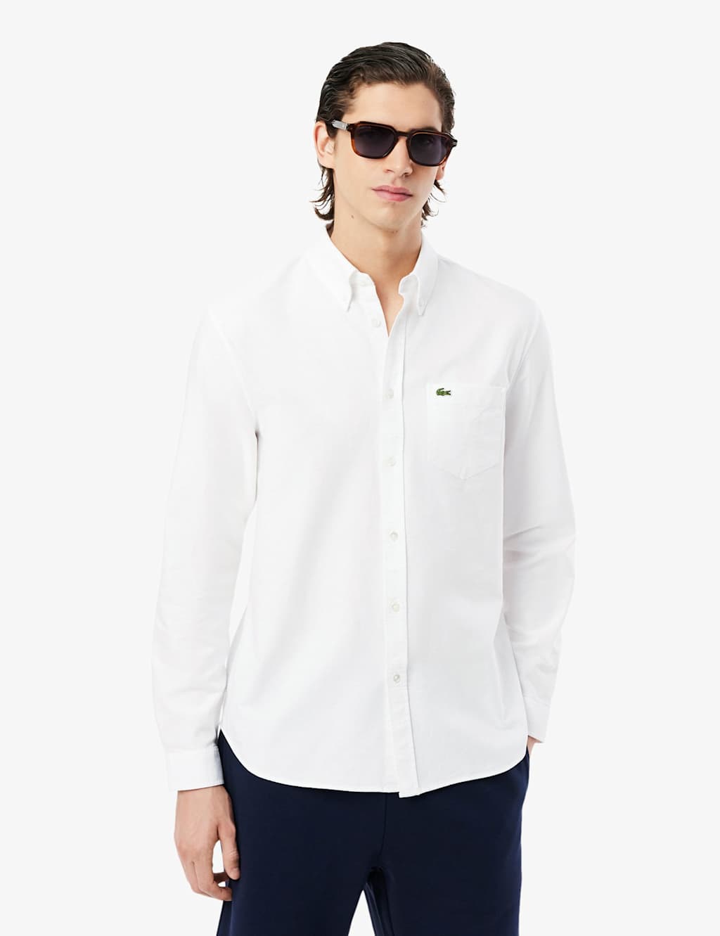 Lacoste Regular Fit Pure Cotton Oxford Shirt White
