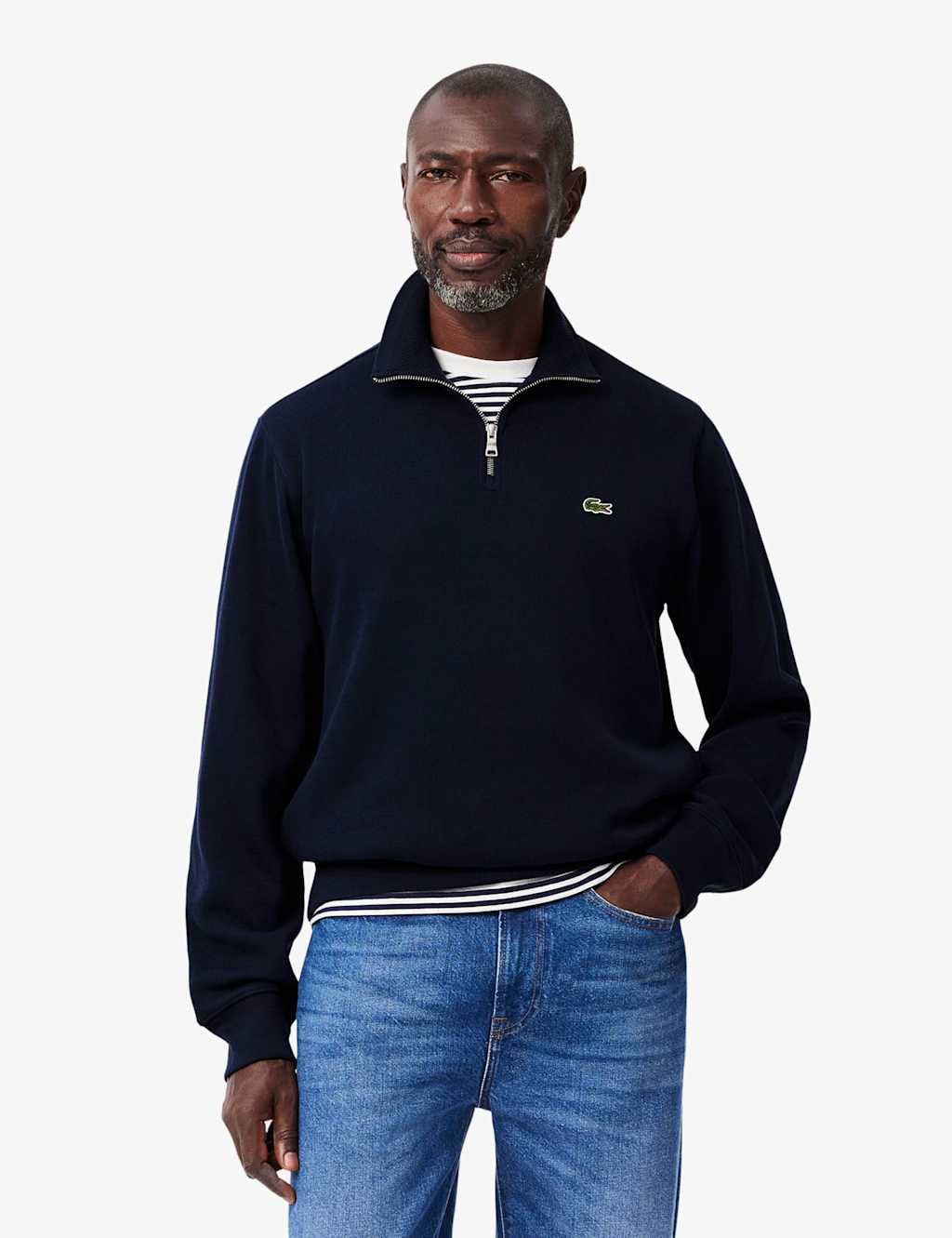 Lacoste Pure Cotton Half Zip Sweatshirt Navy