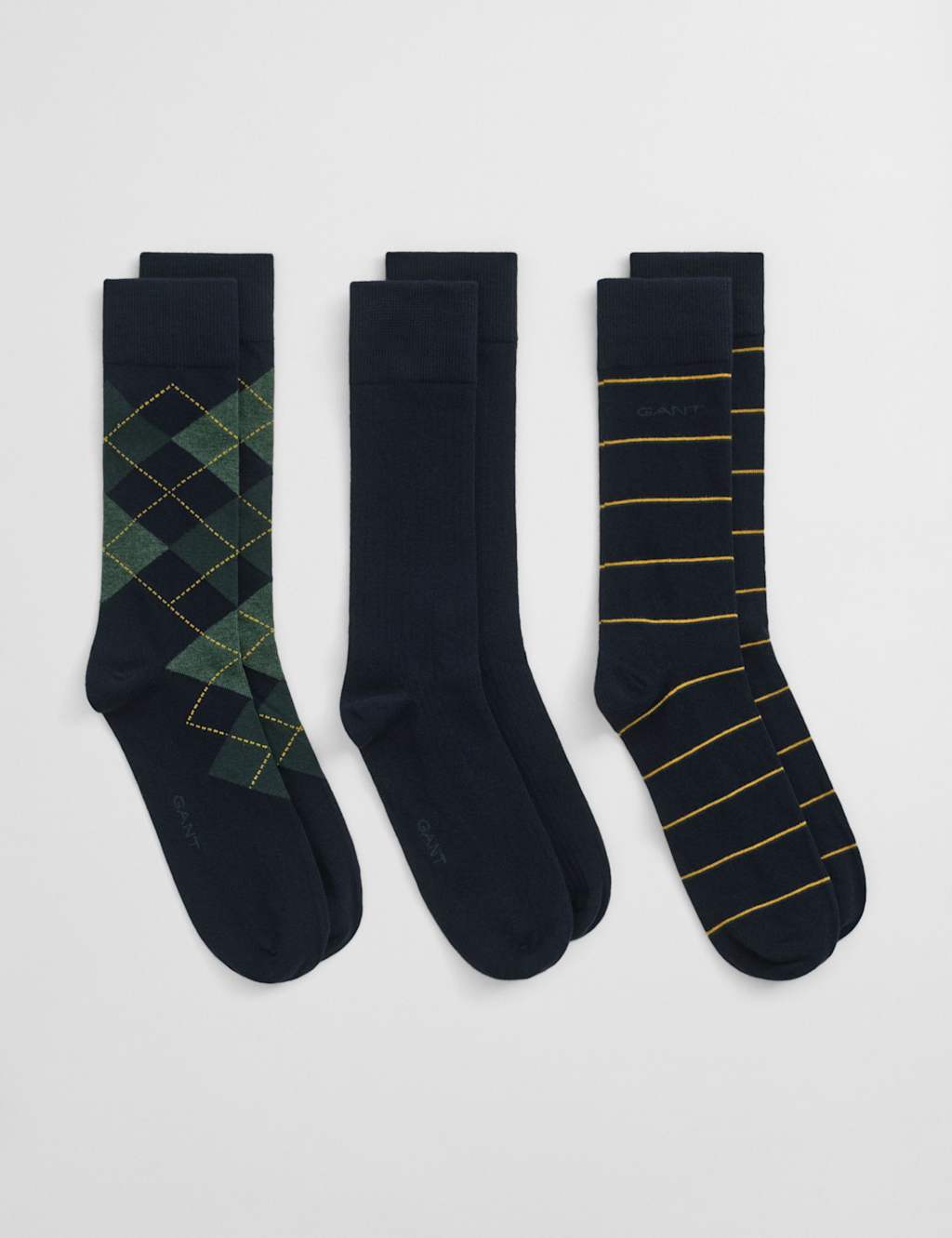 GANT 3pk Argyle and Striped Cotton Rich Socks Navy