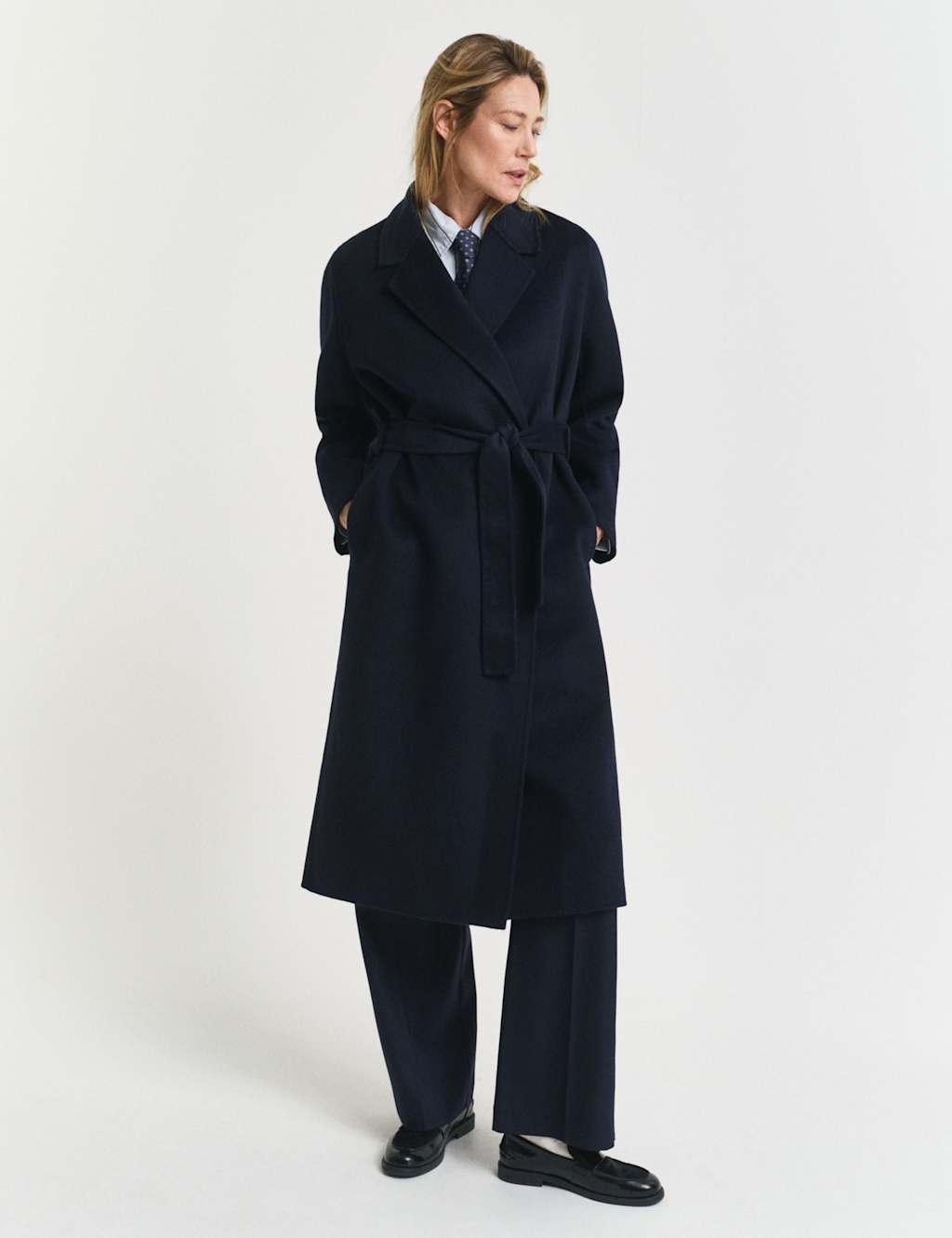 GANT Wool Rich Wrap Coat Navy