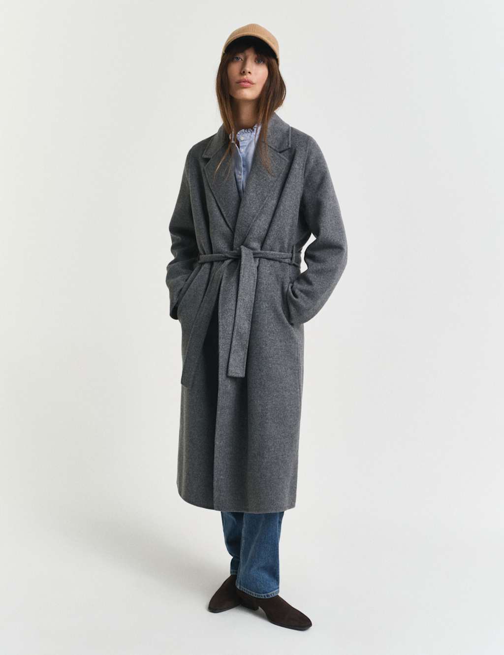 GANT Wool Rich Wrap Coat Grey