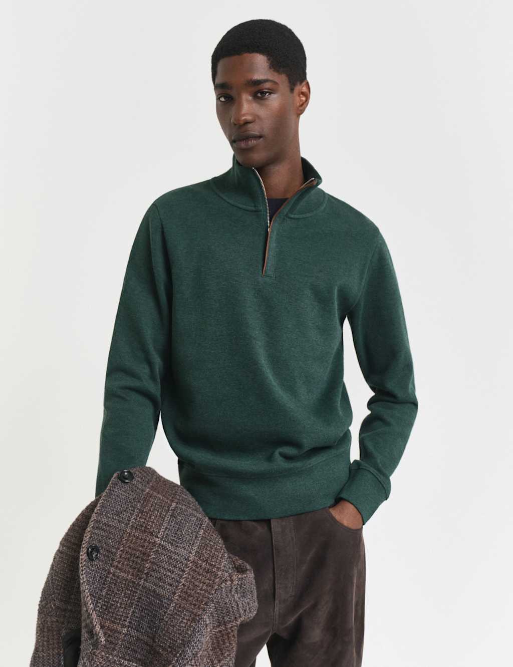 GANT Pure Cotton Half Zip Sweatshirt Green