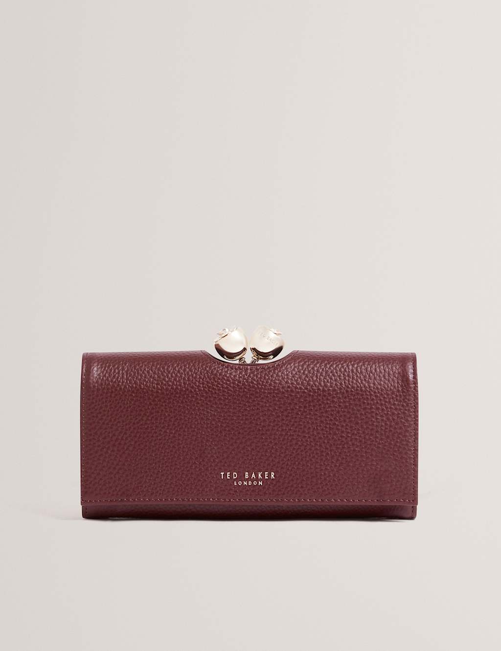 Ted Baker Women's Leather Rose Detail Bobble Purse - Burgundy - Available at M&S