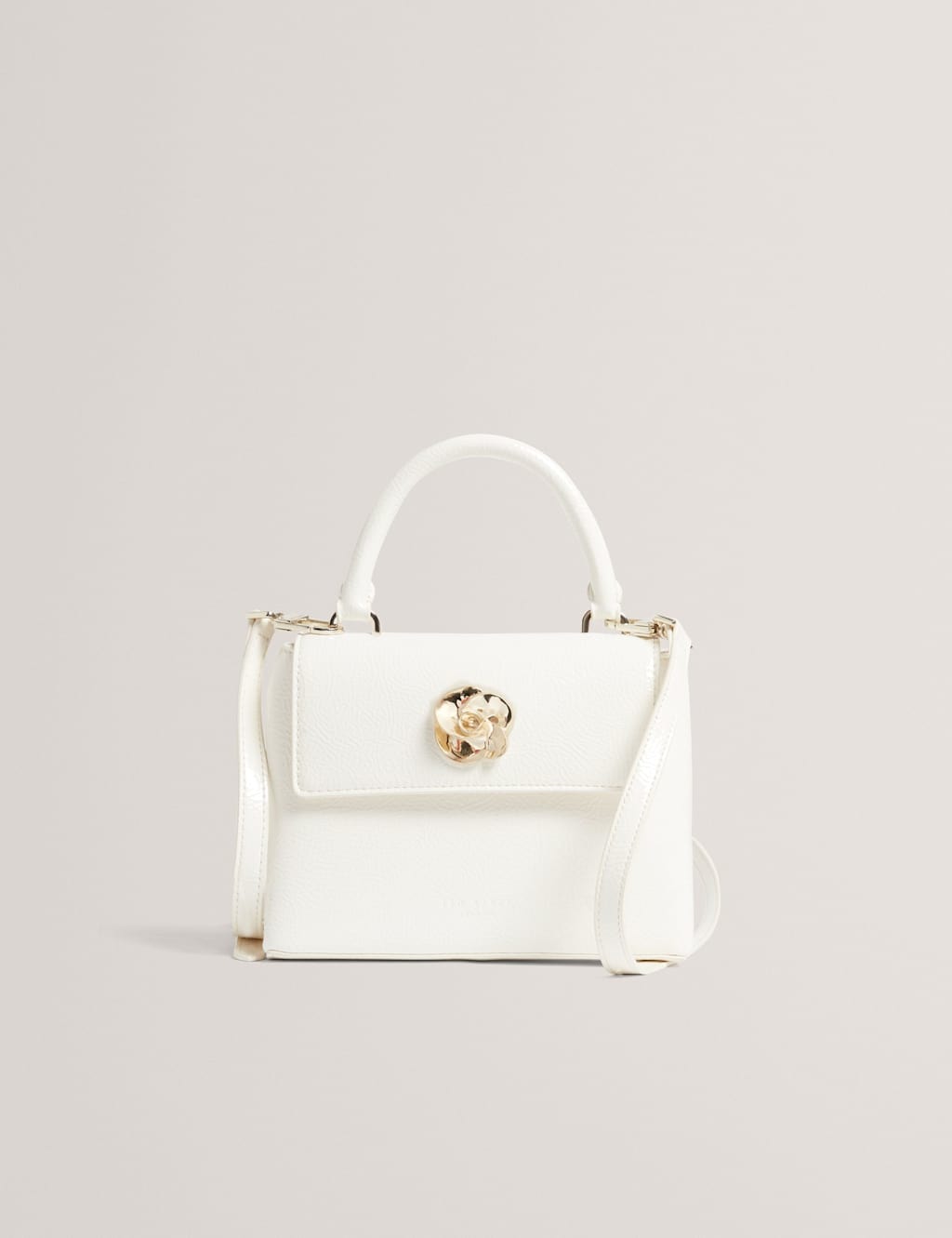 Ted Baker Women's Faux Leather Patent Rose Mini Grab Bag - Ivory - Available at M&S