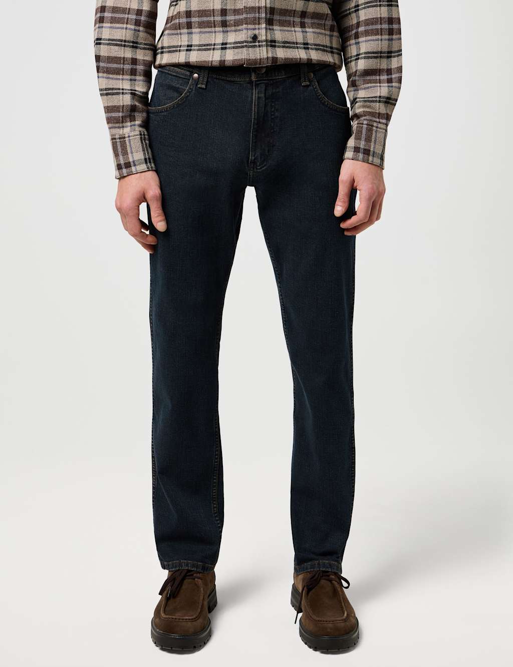 Wrangler Greensboro Straight Fit Cotton Rich Jeans Blue Denim