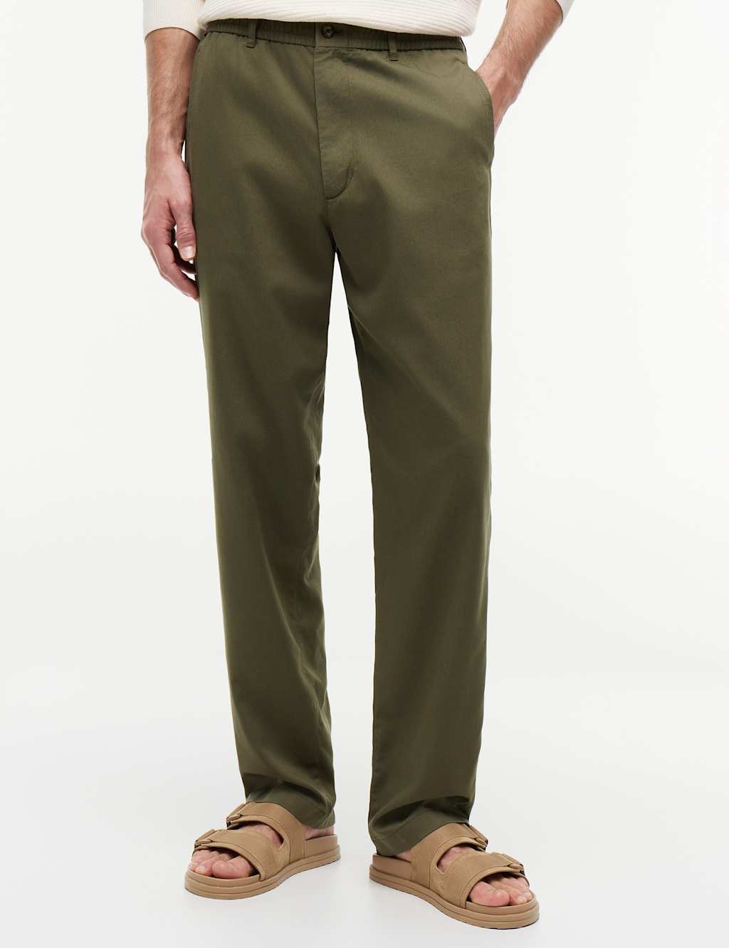 Tommy Hilfiger Men's Dover Lyocell Rich Elasticated Waist Chinos - 34 - Dark Green - Available at M&S