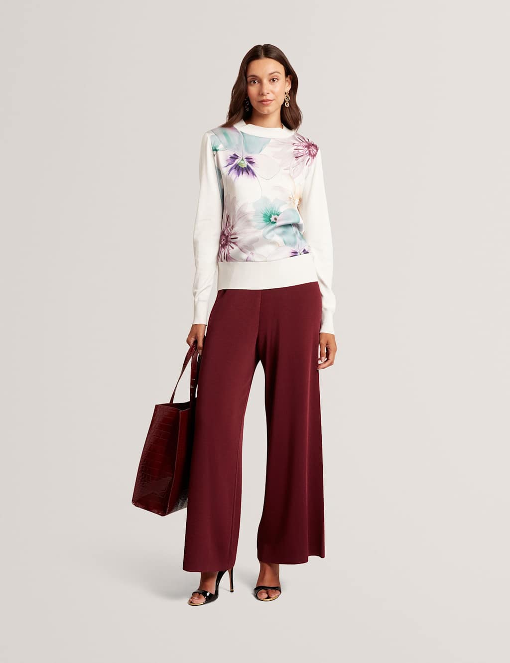Ted Baker Floral Printed Top Ivory