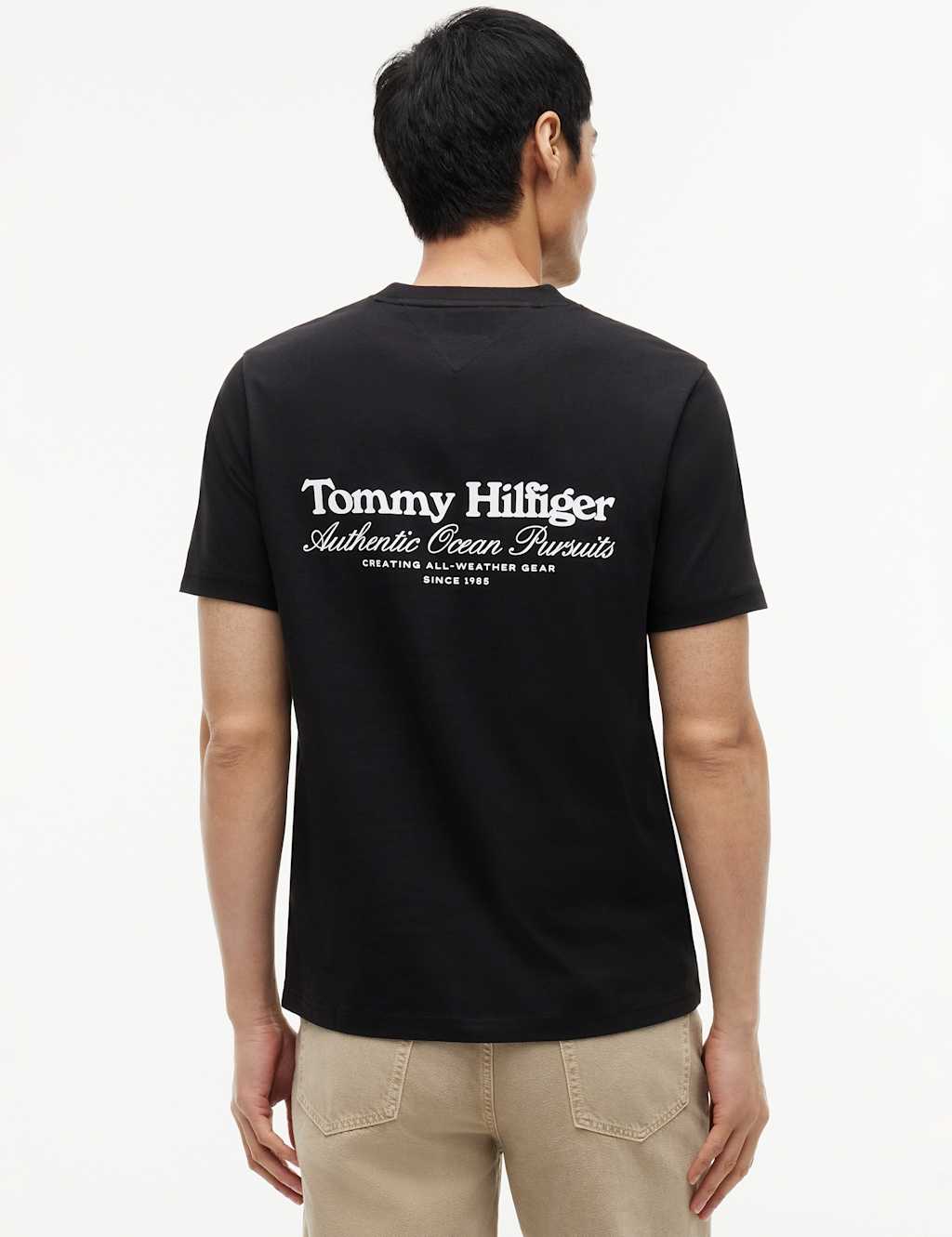 Tommy Hilfiger Men's Pure Cotton Nautical Back Graphic T-Shirt - 2XL - Black - Available at M&S