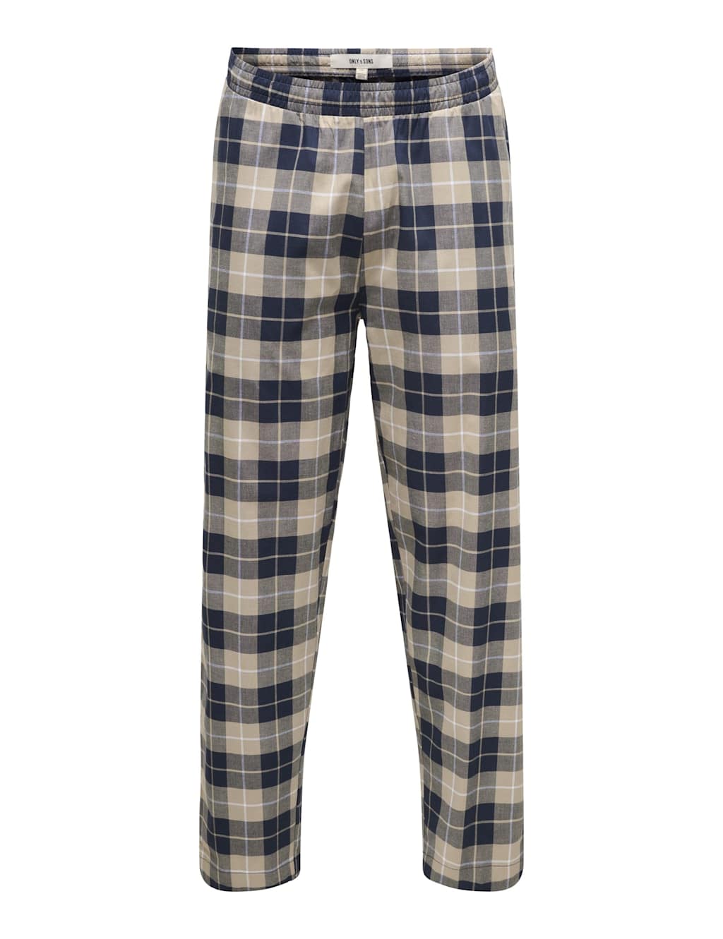 ONLY & SONS Pure Cotton Checked Pyjama Bottoms Navy