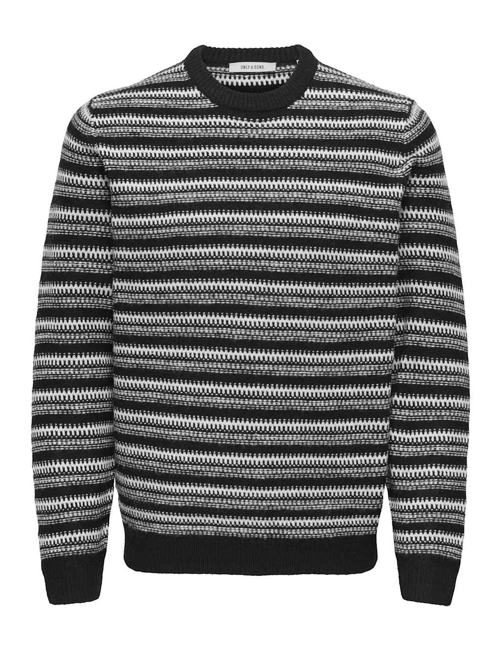 Only & Sons Men's Crew Neck Striped Long Sleeve Sweatshirt - XL - Black Mix - Available at M&S