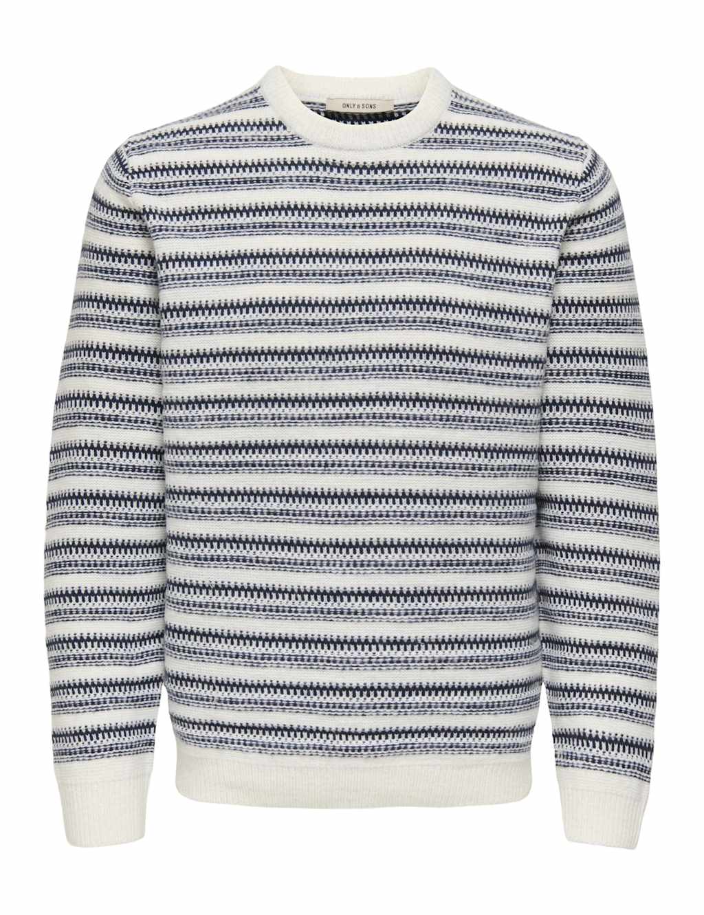 Only & Sons Men's Crew Neck Striped Long Sleeve Sweatshirt - XL - White Mix - Available at M&S