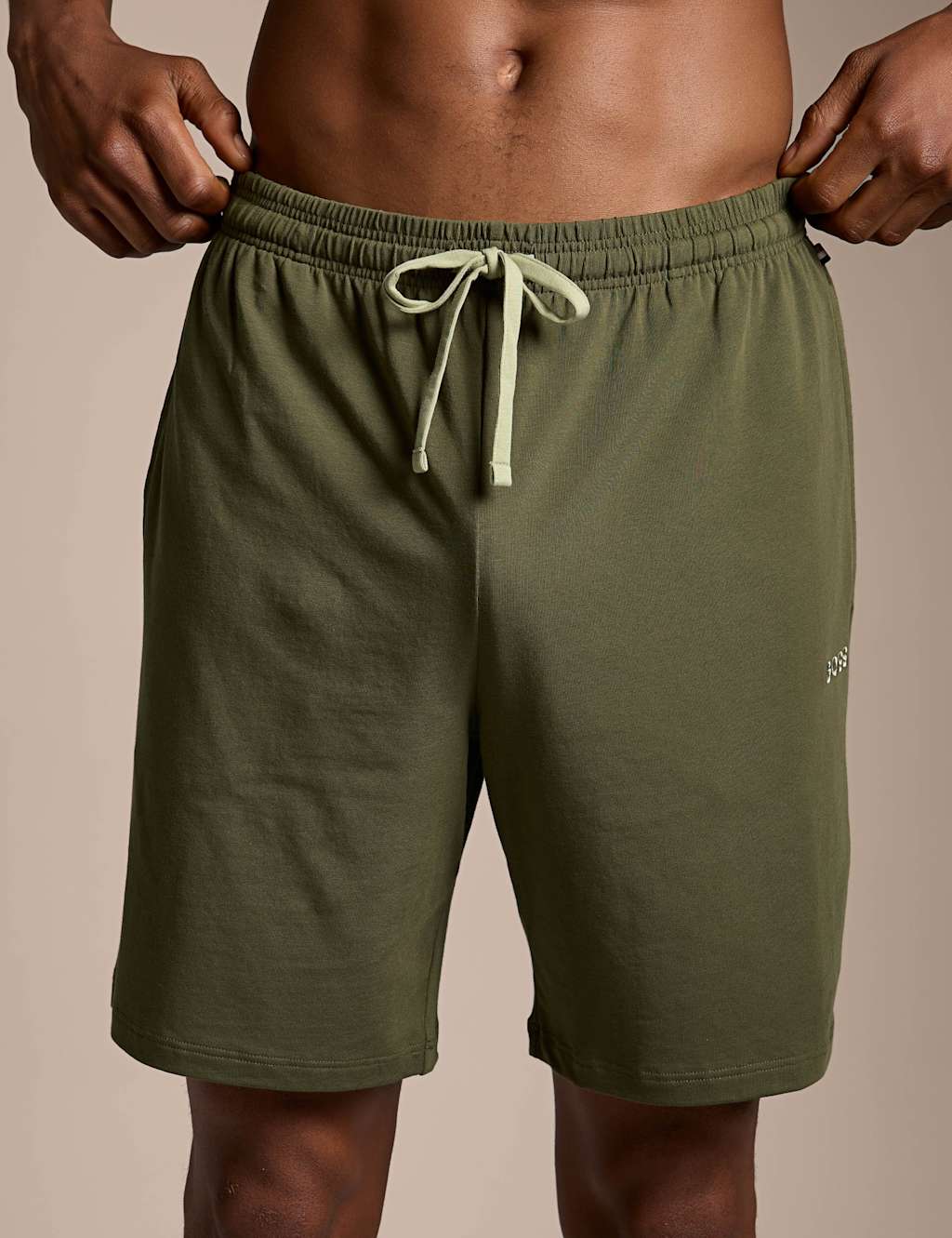 Boss Men's Elasticated Waist Jersey Shorts - XL - Khaki - Available at M&S