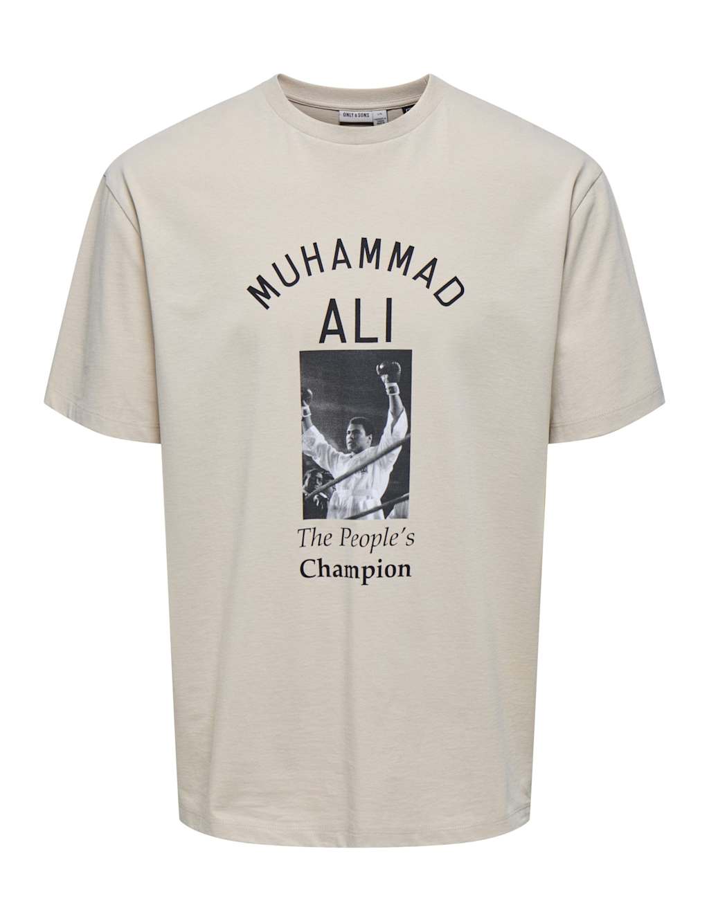ONLY & SONS Pure Cotton Muhammad Ali T-Shirt Beige