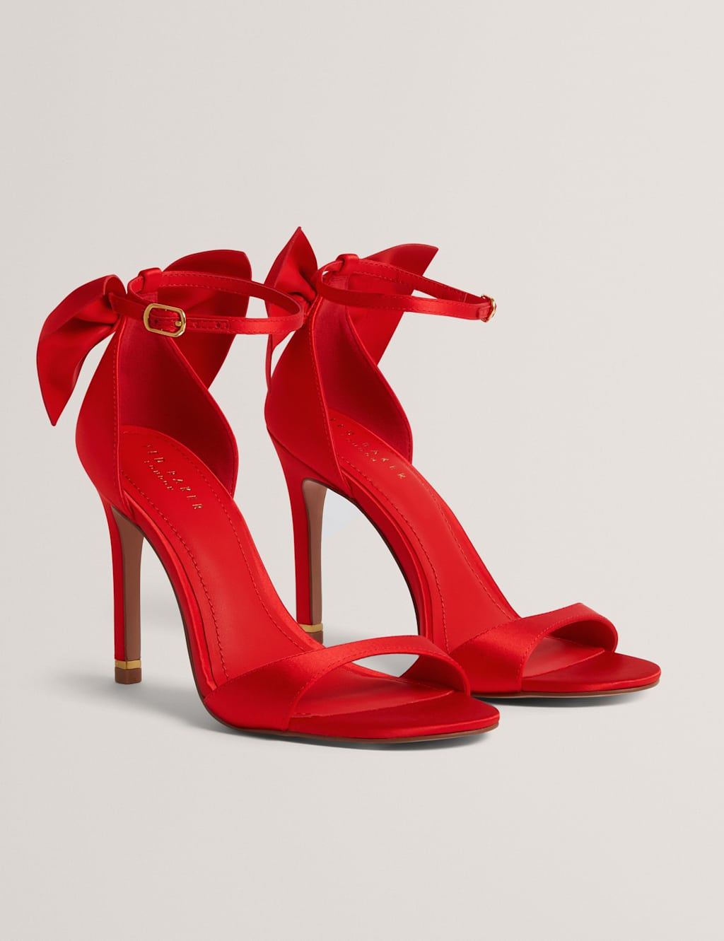 Ted Baker Satin Bow Detail Stiletto Heel Sandals Red