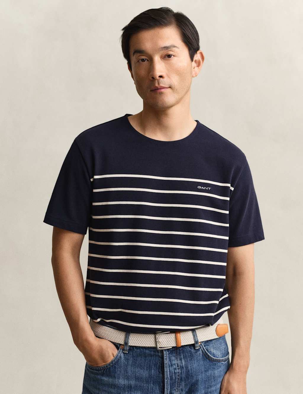 Gant Men's Pure Cotton Striped T-Shirt - L - Blue Mix - Available at M&S
