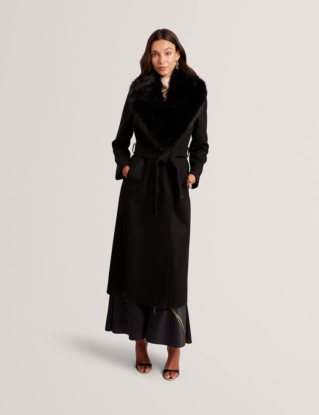 Ted Baker Wool Rich Coat Black