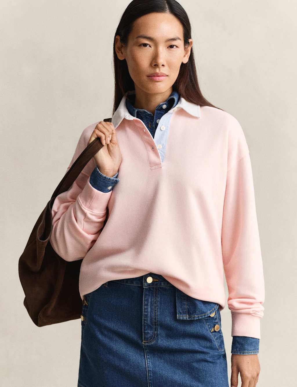Gant Women's Cotton Rich Rugby Sweatshirt - XX Large - Pink - Available at M&S