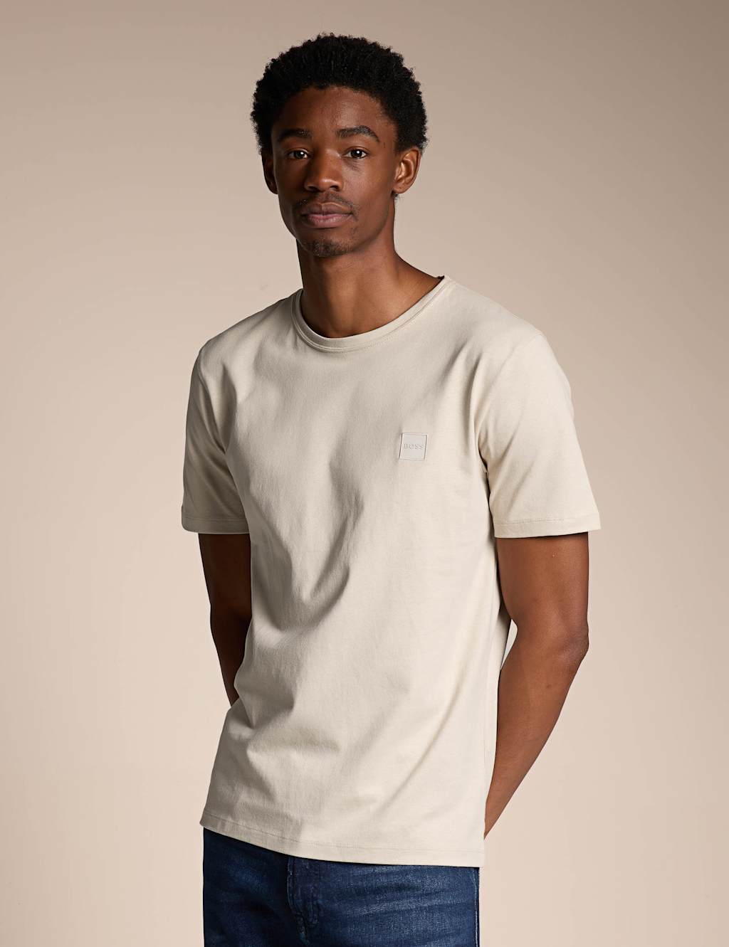 Boss Men's Pure Cotton Crew Neck T-Shirt - M - Beige - Available at M&S
