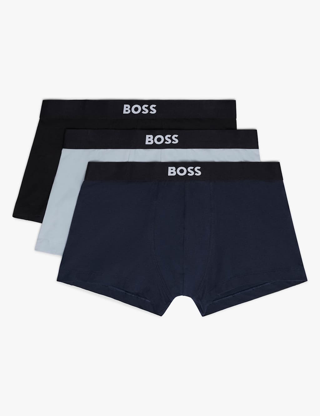 Boss Men's 3 Pack Cotton Rich Trunks - XL - Blue Mix - Available at M&S