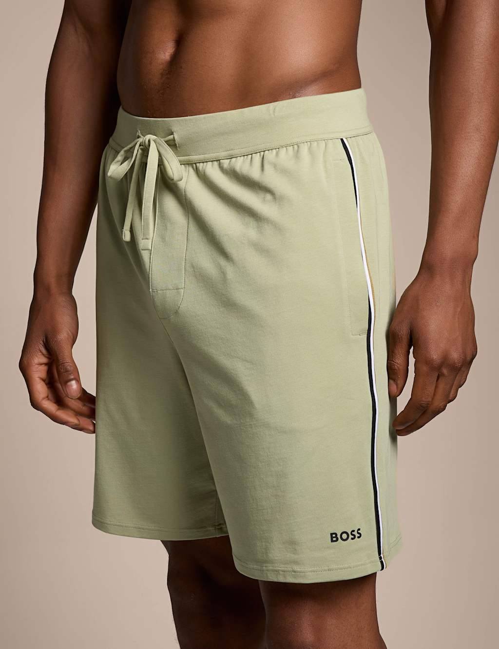 Boss Men's Elasticated Waist Side Stripe Jersey Shorts - 2XL - Light Green - Available at M&S