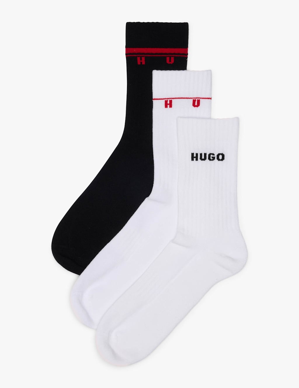 Hugo Men's 3 Pack Cotton Blend Ribbed Socks - 9-11 - White Mix - Available at M&S