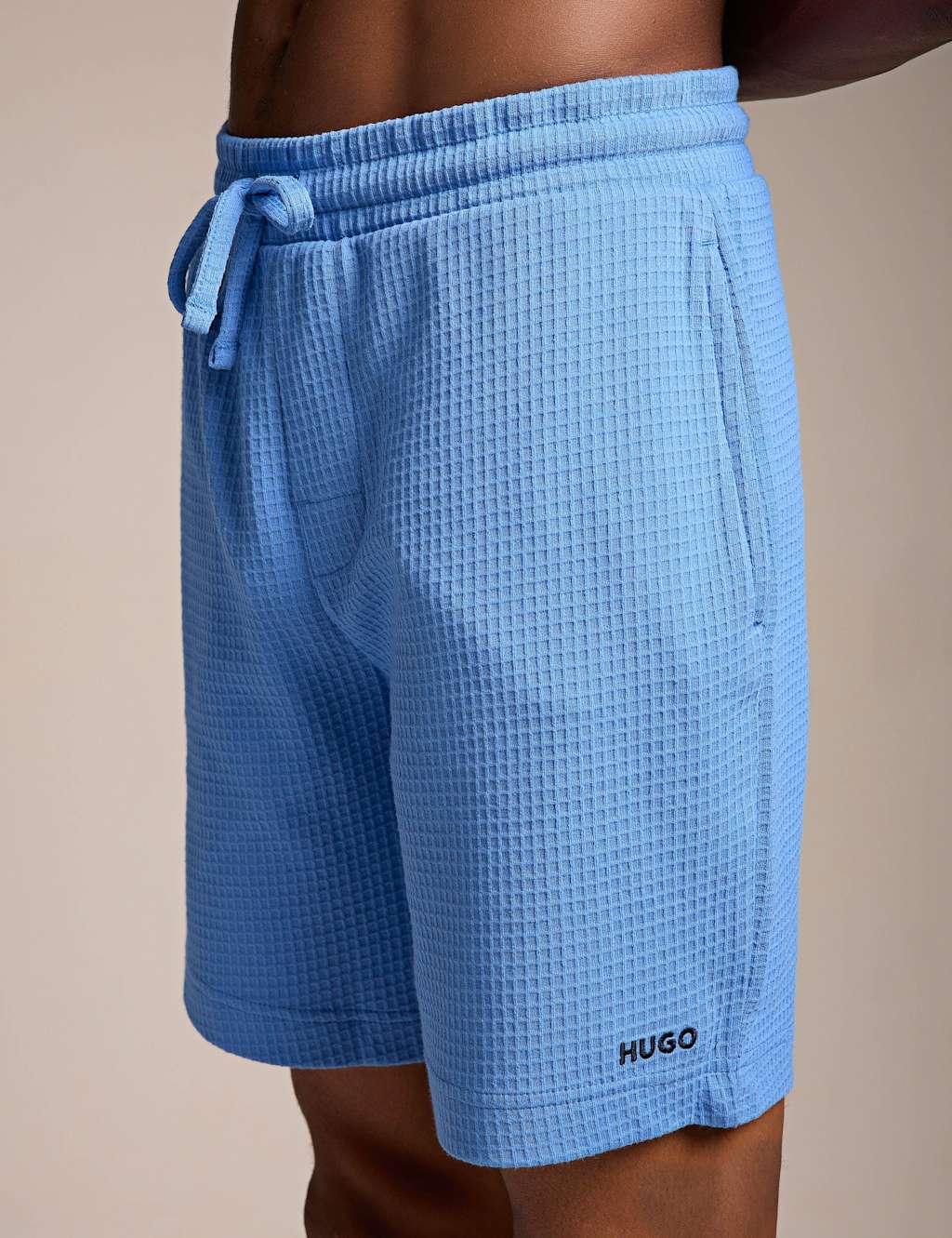 Hugo Men's Cotton Rich Waffle Drawstring Waist Lounge Shorts - 2XL - Blue - Available at M&S