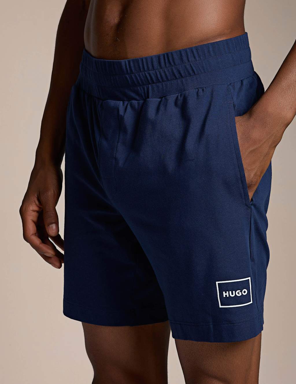 Hugo Men's Cotton Rich Jersey Stretch Lounge Shorts - S - Navy - Available at M&S