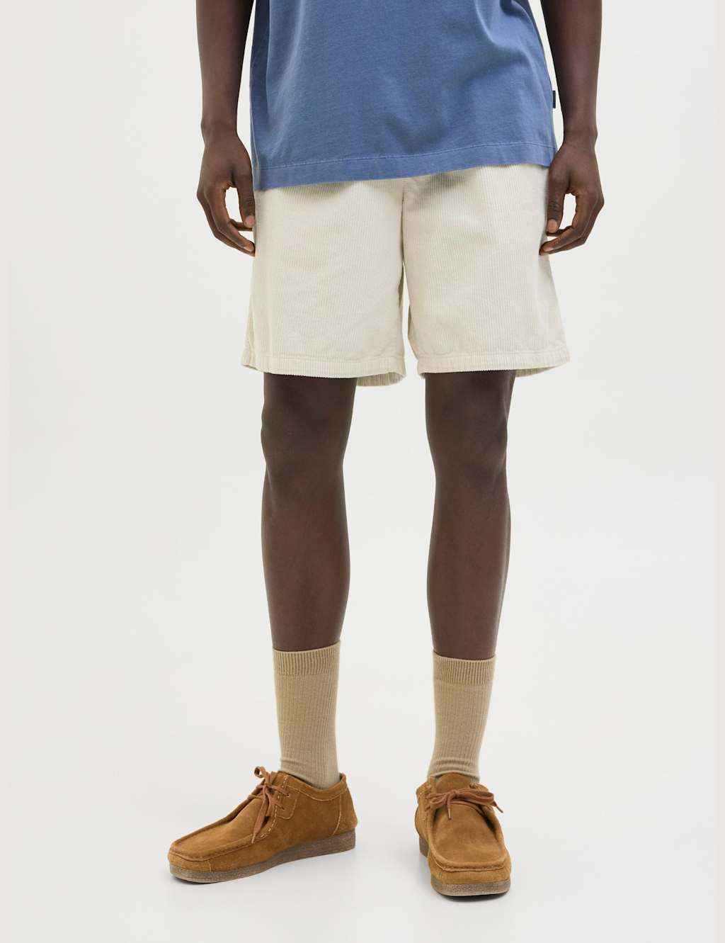 Jack & Jones Men's Pure Cotton Corduroy Jogger Shorts - 2XL - Cream - Available at M&S