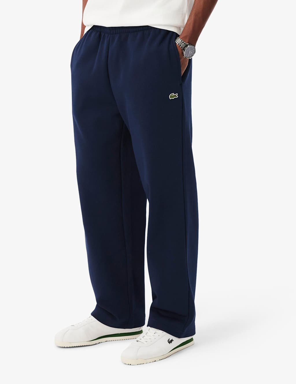 Lacoste Men's Elasticated Waist Fleece Relaxed Joggers - M - Navy - Available at M&S