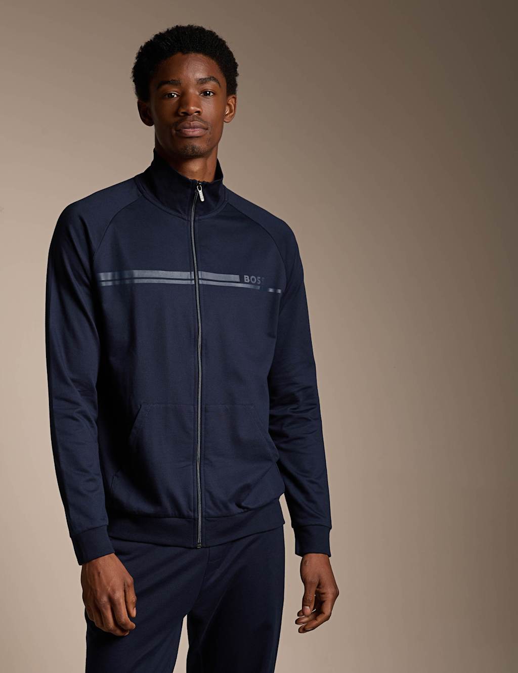 Boss Men's Authentic Pure Cotton Zip Up Sweatshirt - XL - Navy - Available at M&S