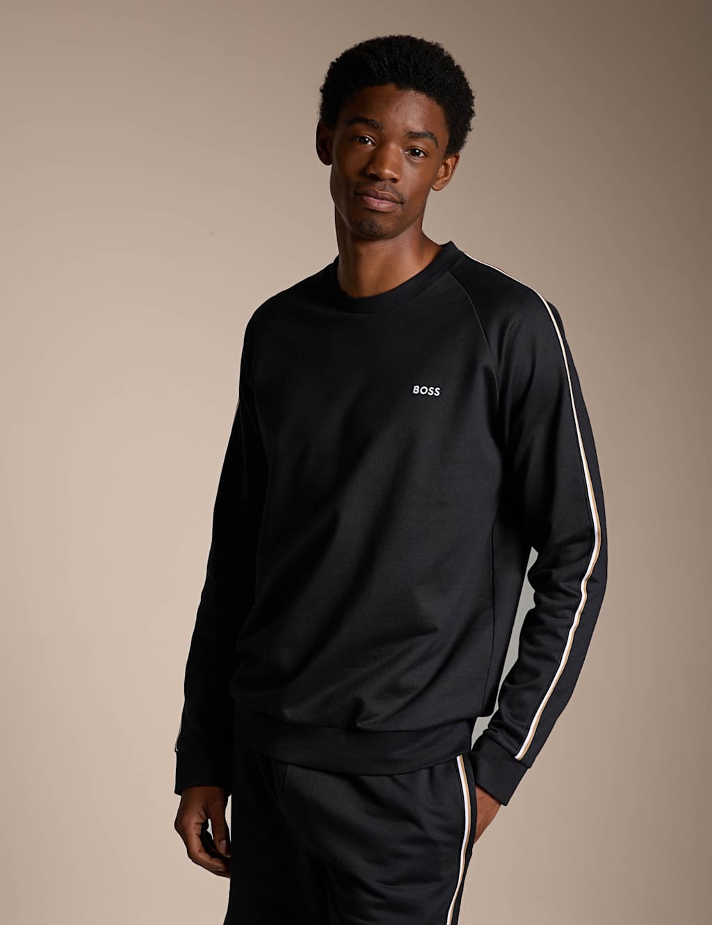 Boss Men's Iconic Pure Cotton Crew Neck Sweatshirt - S - Black - Available at M&S