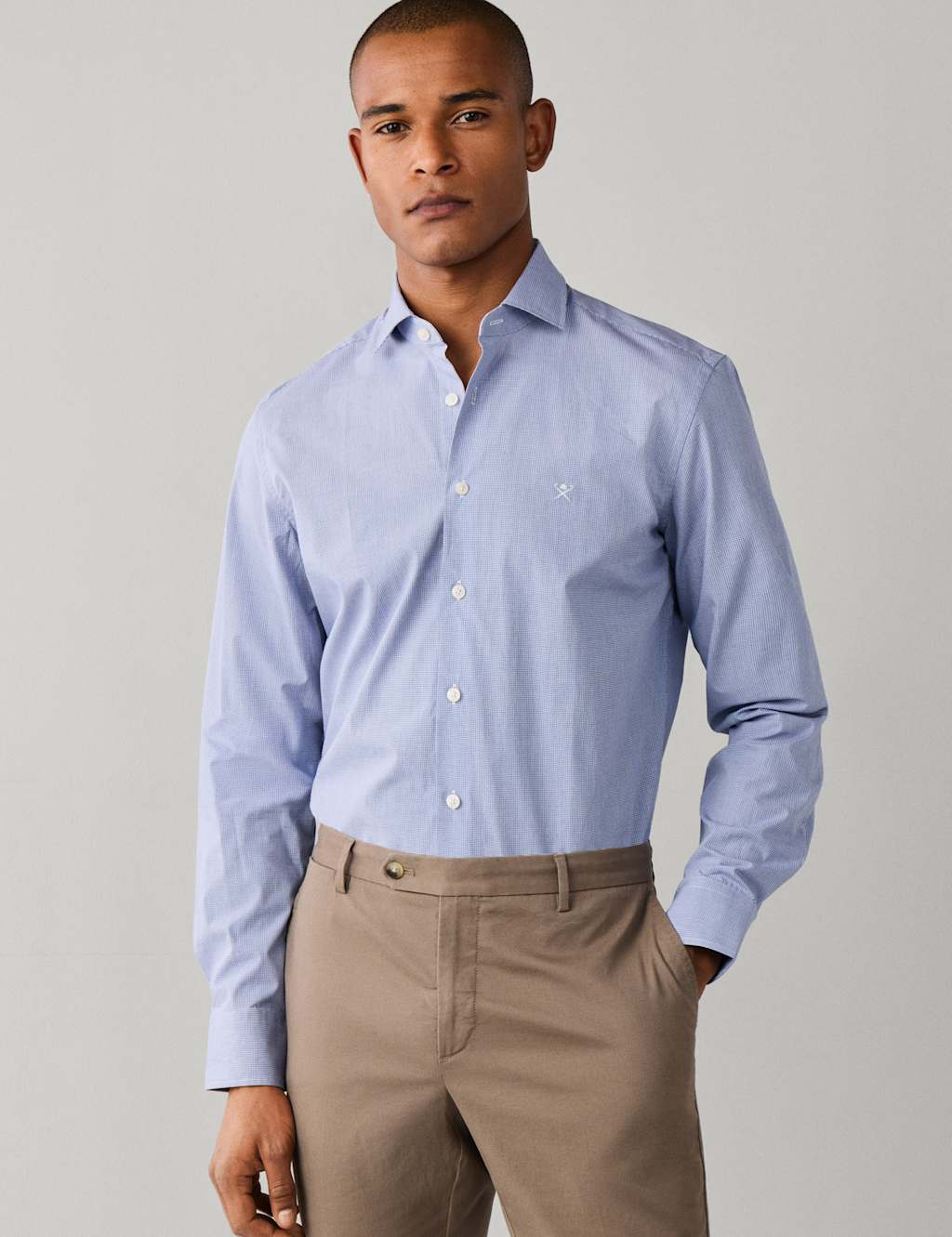 Hackett Men's Tailored Fit Pure Cotton Gingham Shirt - M - Navy - Available at M&S
