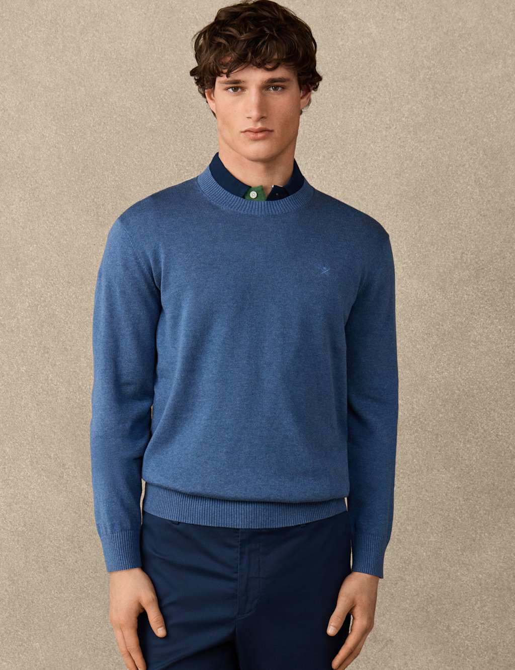 Hackett Men's Pure Cotton Crew Neck Sweatshirt - L - Blue - Available at M&S
