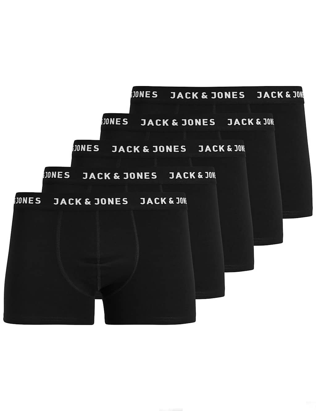 Jack & Jones Men's 5 Pack Cotton Rich Jersey Logo Trunks - 2XL - Black - Available at M&S