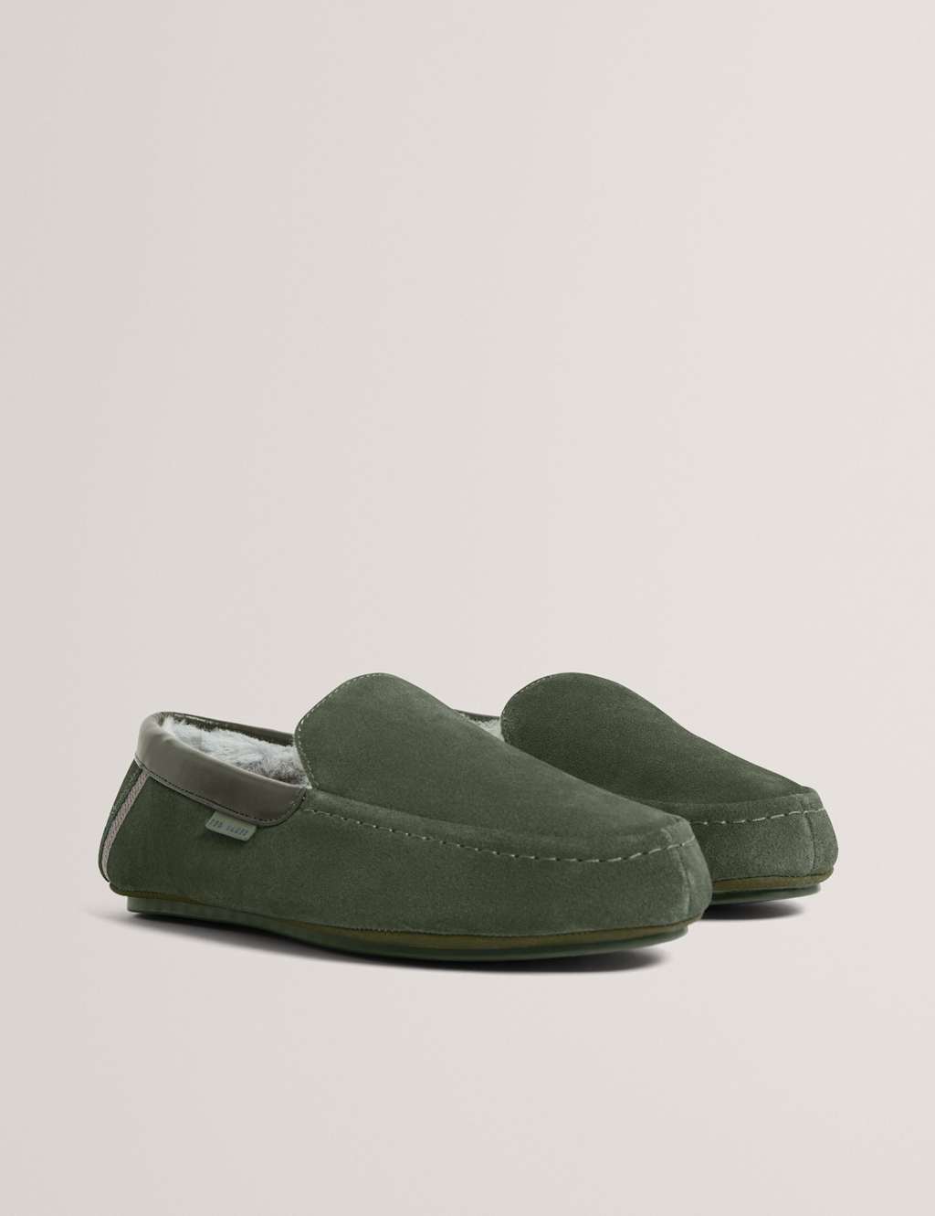 Ted Baker Suede Moccasin Slippers Khaki