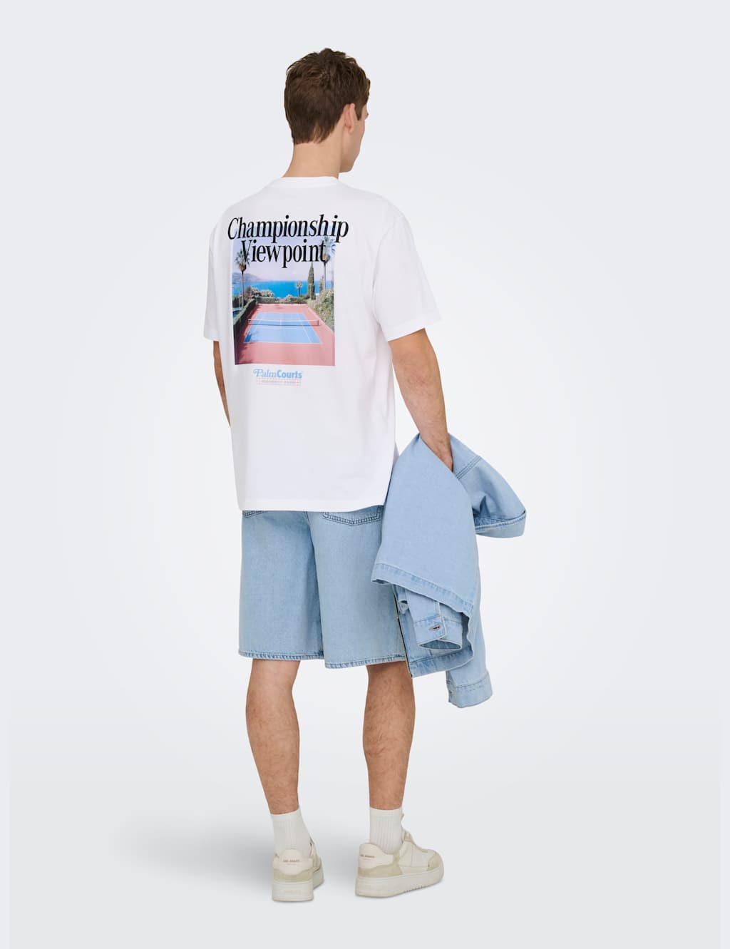 Only & Sons Men's Pure Cotton Palm Courts T-Shirt - S - White Mix - Available at M&S